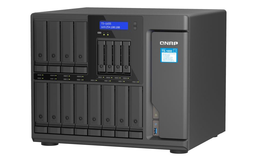 QNAP Intel Atom C5125 | 8 GB DDR4 | 5GB Flash | 12x 3.5" + 4x 2.5" SATA | 2x M.2 | 2x RJ-45 | 4x USB 3.2 Gen1 (TS-1655-8G)