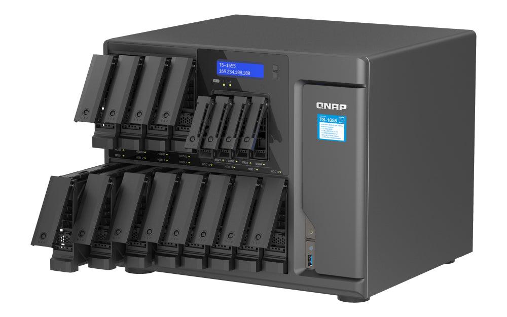 QNAP Intel Atom C5125 | 8 GB DDR4 | 5GB Flash | 12x 3.5" + 4x 2.5" SATA | 2x M.2 | 2x RJ-45 | 4x USB 3.2 Gen1 (TS-1655-8G)