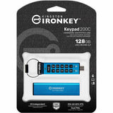 IRONKEY Keypad 200 128 GB USB 3.2 (Gen 1) Type C Flash Drive - Blue - 256-bit AES