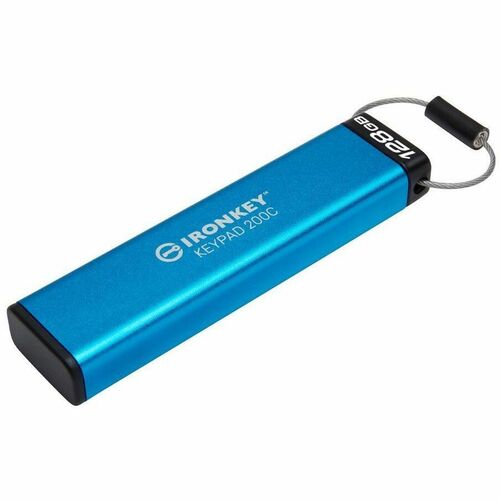 IRONKEY Keypad 200 128 GB USB 3.2 (Gen 1) Type C Flash Drive - Blue - 256-bit AES