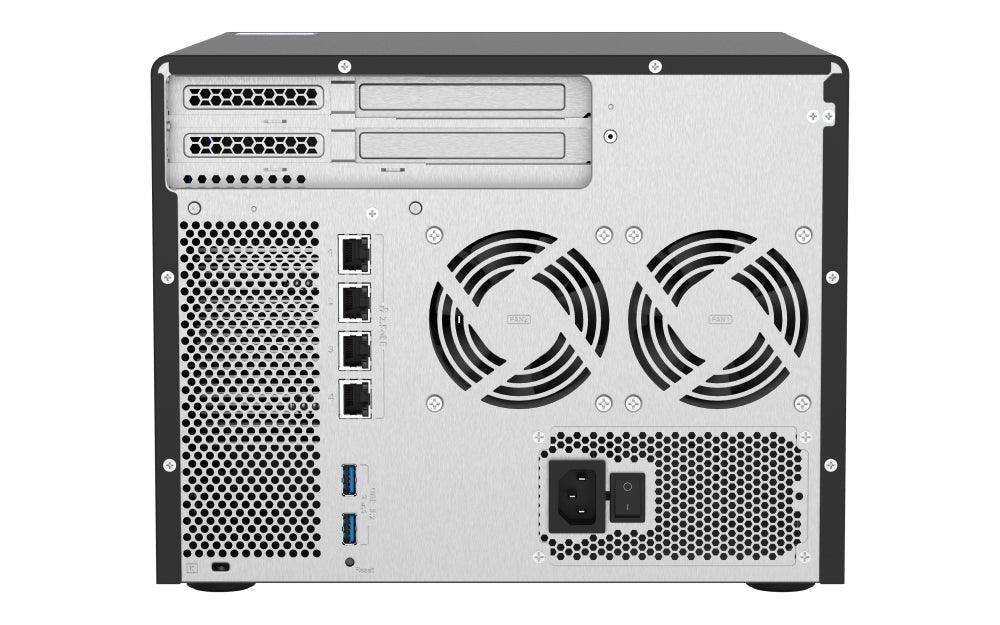 QNAP Intel Xeon D-1602 | 8 GB UDIMM DDR4 ECC | 5GB Flash | 6 x 3.5" SATA | 2 x 2.5" SATA | 2 x M.2 | RJ-45 | USB 3.2 Gen 1 | 8.5 kg (TS-H886-D1602-8G)