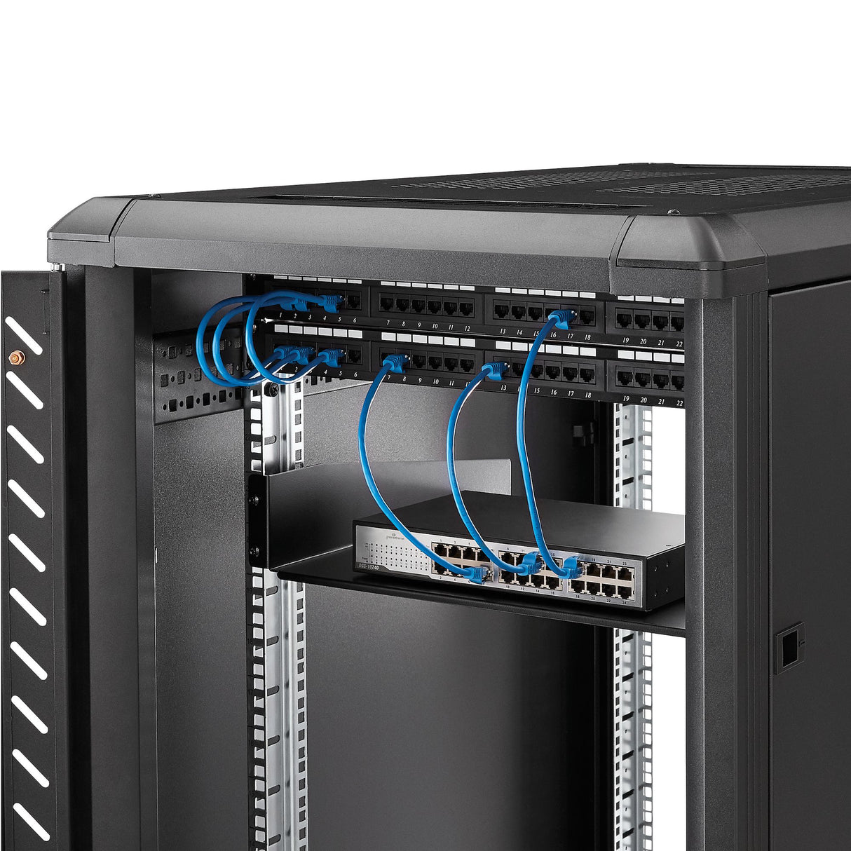 STARTECH 2U Server Rack Shelf - Universal Rack Mount Cantilever Shelf for 19" Network Equipment Rack & Cabinet - Heavy Duty Steel | Weight Capacity 44lb|20kg - 16" Deep Tray | Black (CABSHELF) (CABSHELF)
