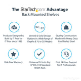 STARTECH 2U Server Rack Shelf - Universal Rack Mount Cantilever Shelf for 19" Network Equipment Rack & Cabinet - Heavy Duty Steel | Weight Capacity 44lb|20kg - 16" Deep Tray | Black (CABSHELF) (CABSHELF)