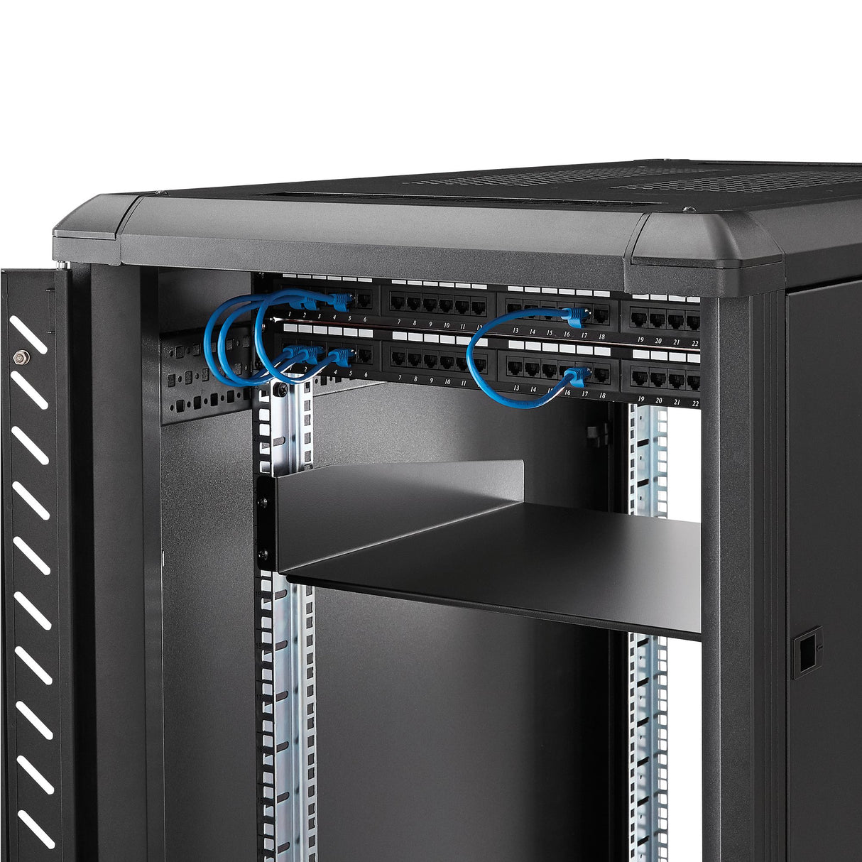 STARTECH 2U Server Rack Shelf - Universal Rack Mount Cantilever Shelf for 19" Network Equipment Rack & Cabinet - Heavy Duty Steel | Weight Capacity 44lb|20kg - 16" Deep Tray | Black (CABSHELF) (CABSHELF)