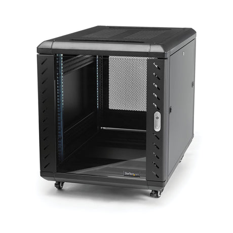 STARTECH 4-Post 12U Server Rack Cabinet | 19" Data Rack Cabinet for IT | Network Equipment | with Adjustable Mounting Rails (RK1236BKF)