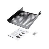 STARTECH 2U Server Rack Shelf - Universal Vented Rack Mount Cantilever Tray for 19" Network Equipment Rack & Cabinet - Heavy Duty Steel - Weight Capacity 50lb|23kg - 22" Deep Shelf (CABSHELF22V) (CABSHELF22V)