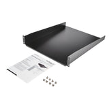 STARTECH 2U Server Rack Shelf - Universal Rack Mount Cantilever Shelf for 19" Network Equipment Rack & Cabinet - Heavy Duty Steel | Weight Capacity 50lb|23kg - 22" Deep Tray | Black (CABSHELF22) (CABSHELF22)