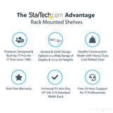 STARTECH 2U Server Rack Shelf - Universal Rack Mount Cantilever Shelf for 19" Network Equipment Rack & Cabinet - Heavy Duty Steel | Weight Capacity 50lb|23kg - 22" Deep Tray | Black (CABSHELF22) (CABSHELF22)