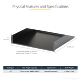 STARTECH 2U Server Rack Shelf - Universal Rack Mount Cantilever Shelf for 19" Network Equipment Rack & Cabinet - Heavy Duty Steel | Weight Capacity 125lb|56kg - 18" Deep Tray | Black (CABSHELFHD) (CABSHELFHD)