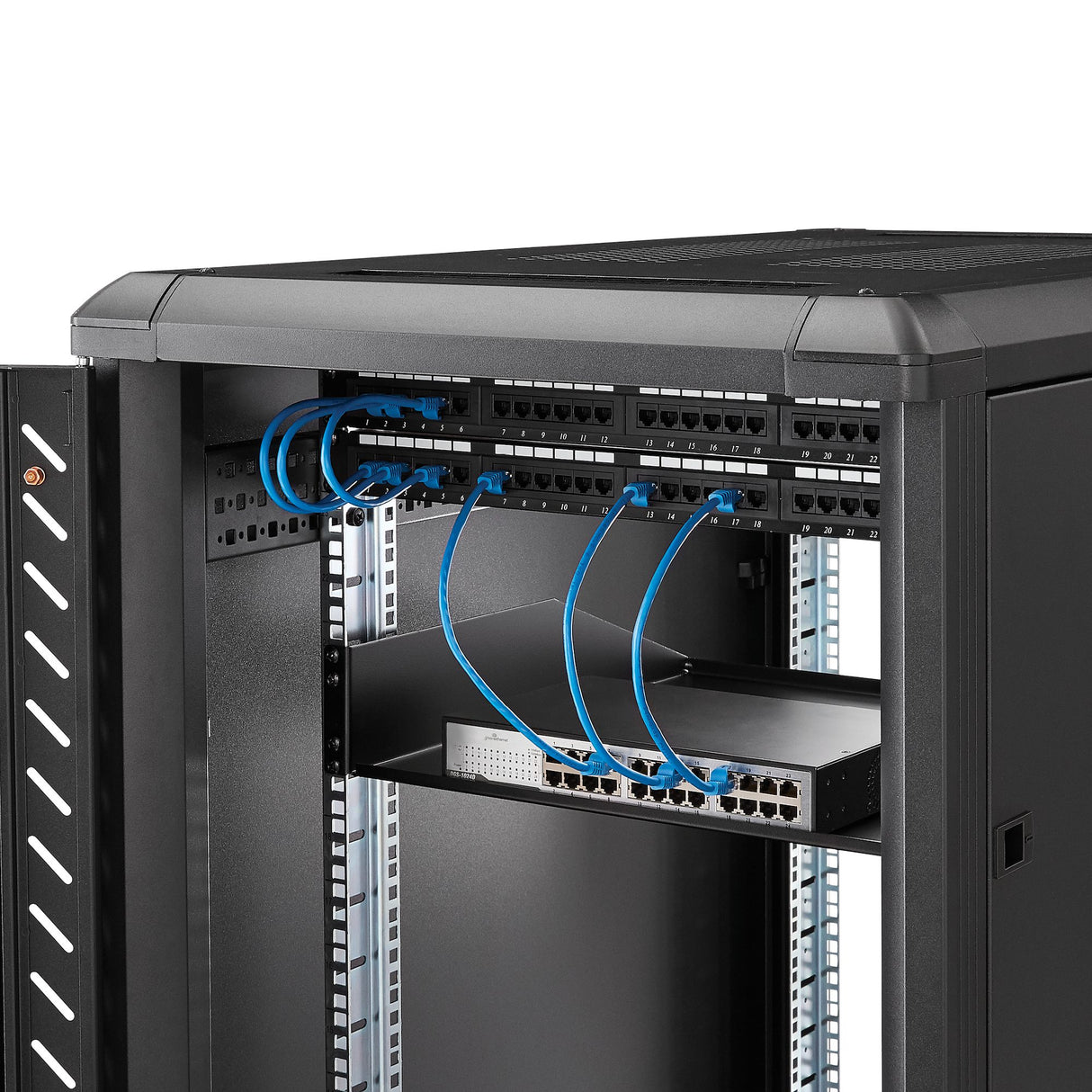 STARTECH 2U Server Rack Shelf - Universal Rack Mount Cantilever Shelf for 19" Network Equipment Rack & Cabinet - Heavy Duty Steel | Weight Capacity 125lb|56kg - 18" Deep Tray | Black (CABSHELFHD) (CABSHELFHD)