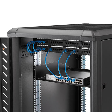 STARTECH 2U Server Rack Shelf - Universal Rack Mount Cantilever Shelf for 19" Network Equipment Rack & Cabinet - Heavy Duty Steel | Weight Capacity 125lb|56kg - 18" Deep Tray | Black (CABSHELFHD) (CABSHELFHD)