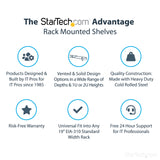 STARTECH 2U Server Rack Shelf - Universal Rack Mount Cantilever Shelf for 19" Network Equipment Rack & Cabinet - Heavy Duty Steel | Weight Capacity 125lb|56kg - 18" Deep Tray | Black (CABSHELFHD) (CABSHELFHD)