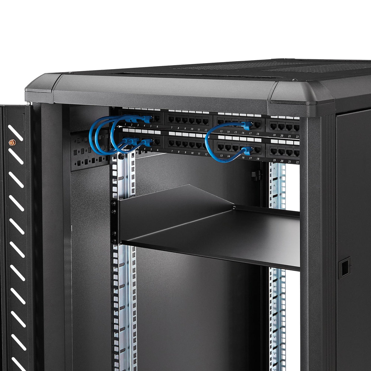 STARTECH 2U Server Rack Shelf - Universal Rack Mount Cantilever Shelf for 19" Network Equipment Rack & Cabinet - Heavy Duty Steel | Weight Capacity 125lb|56kg - 18" Deep Tray | Black (CABSHELFHD) (CABSHELFHD)