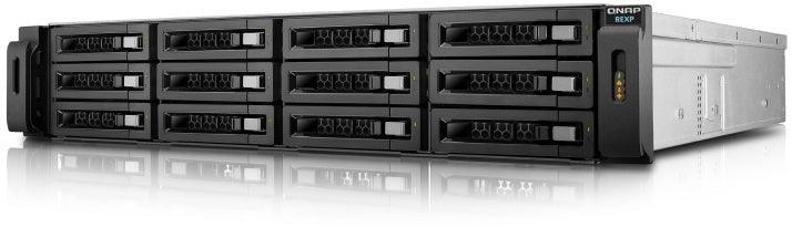 QNAP 2 x SAS 6 Gbps | 12 x 2.5"|3.5" SAS|SATA 6 Gbps | COM | 44.1 dB | 600 W | 14800 g | Black | 2U (REXP-1200U-RP)
