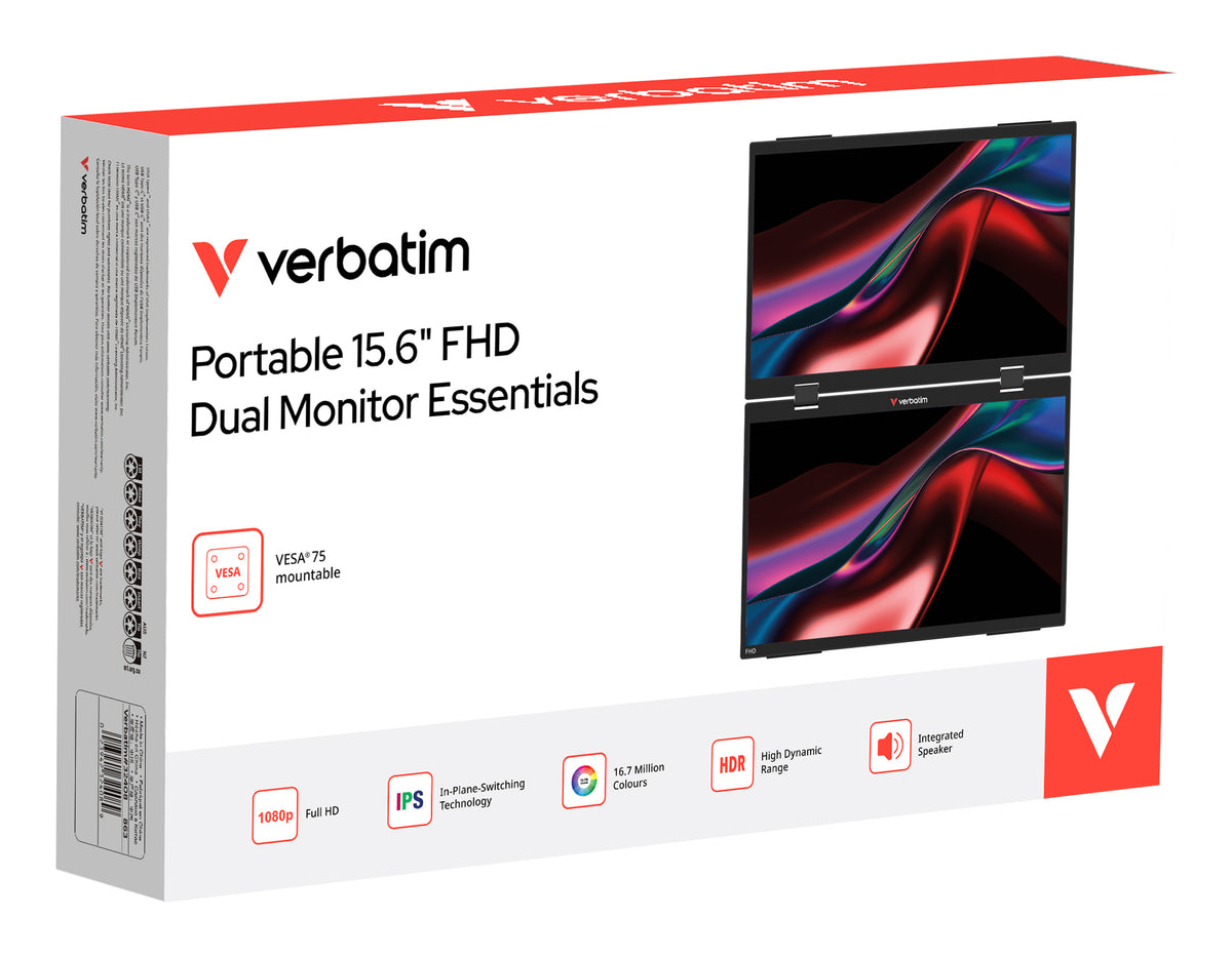 VERBATIM 32408 Monitor – 15.6" / Full HD / IPS / 60Hz – Business Monitor