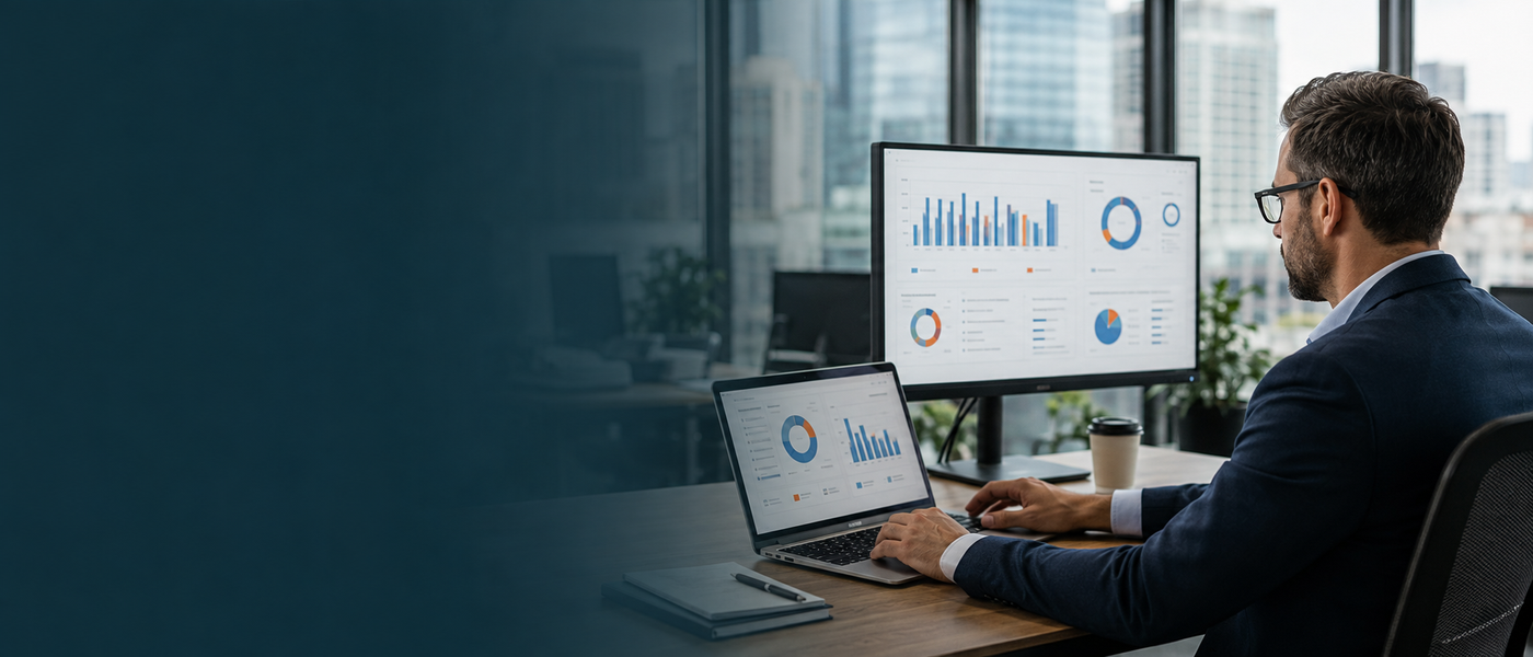 Business professional reviewing ICT procurement and sustainability information