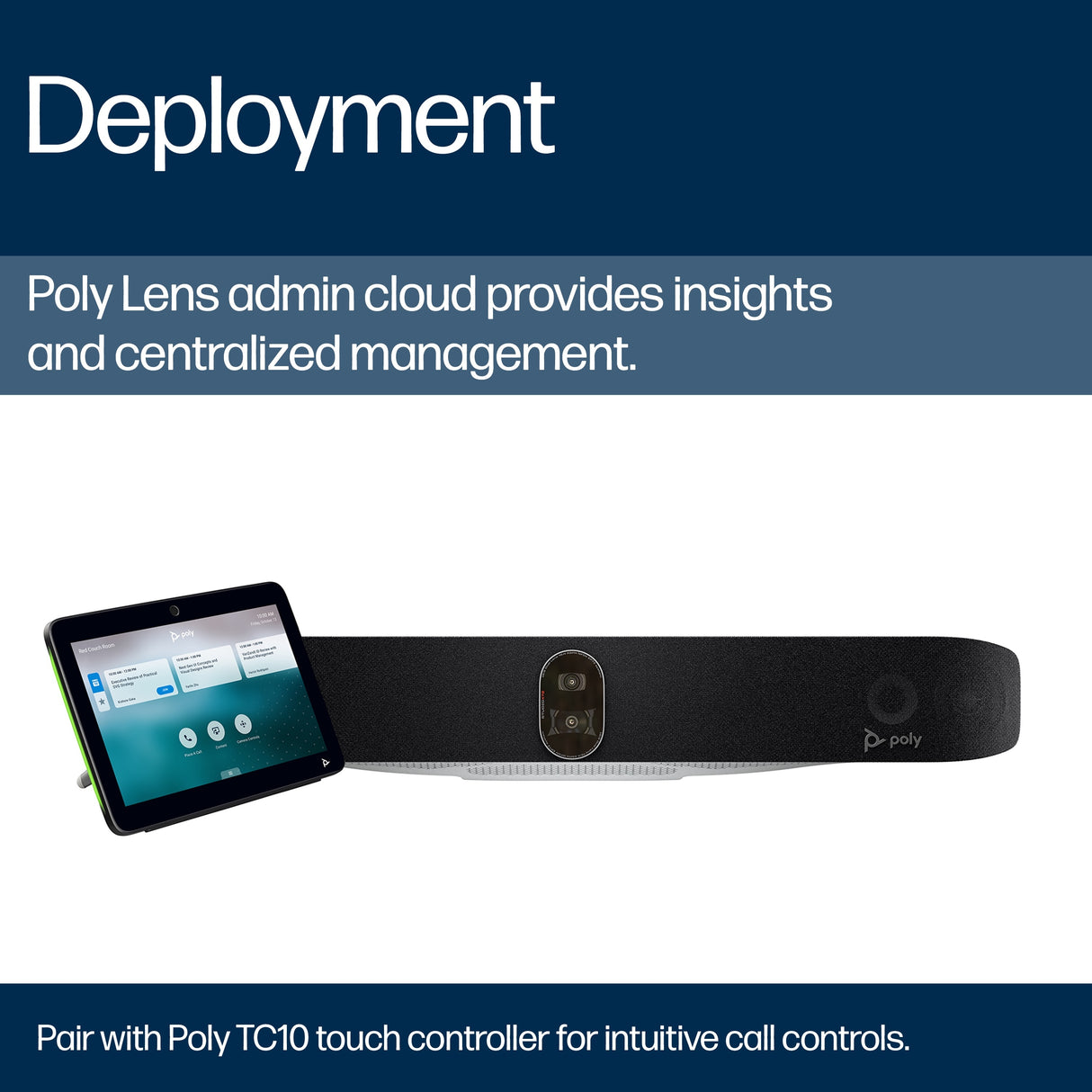 POLY Studio X72 All-In-One TC10 Controller Kit Video Collaboration Bar