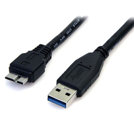 STARTECH 0.5m (1.5ft) Black SuperSpeed USB 3.0 Cable A to Micro B - USB 3.0 Micro B Cable - 1x USB 3 A (M) | 1x USB 3 Micro B (M) 50cm (USB3AUB50CMB)