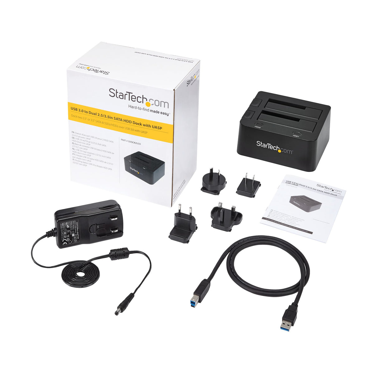STARTECH Dual-Bay USB 3.0 to SATA Hard Drive Docking Station | USB Hard Drive Dock | External 2.5|3.5" SATA I|II|III | SSD|HDD Docking Station | Hot-Swap Hard Drive Bay | Top-Loading (SDOCK2U33) (SDOCK2U33)