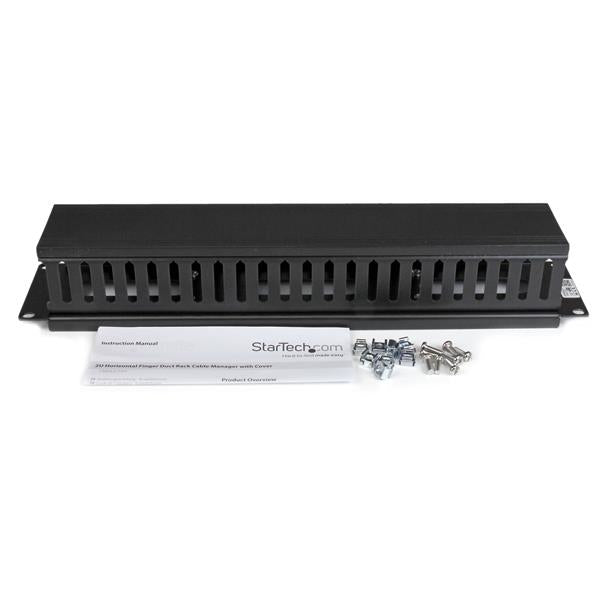 STARTECH Horizontal 2U Server Rack Cable Management Finger Duct w| Cover - 19" Network Rack Wire Duct Raceway Panel - Slotted Wire Duct (CMDUCT2U) (CMDUCT2U)