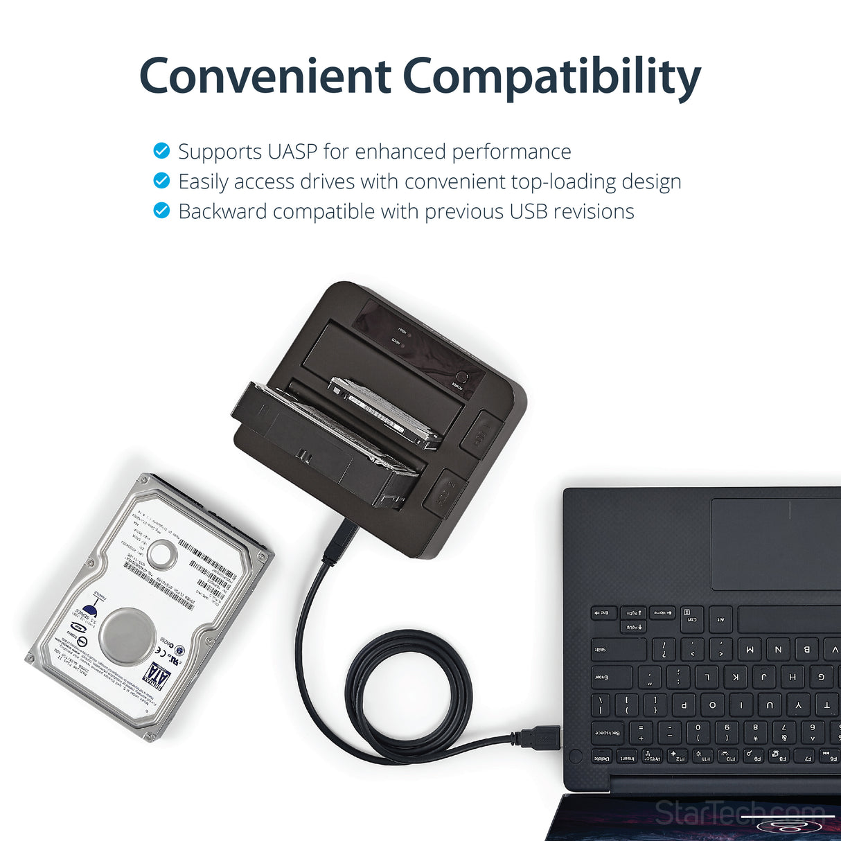 STARTECH Dual-Bay USB 3.1 to SATA Hard Drive Docking Station | USB 3.1 (10 Gbps) | External 2.5|3.5" SATA I|II|III | SSD|HDD Docking Station | Hot-Swap Hard Drive Bay | Top-Loading (SDOCK2U313) (SDOCK2U313)