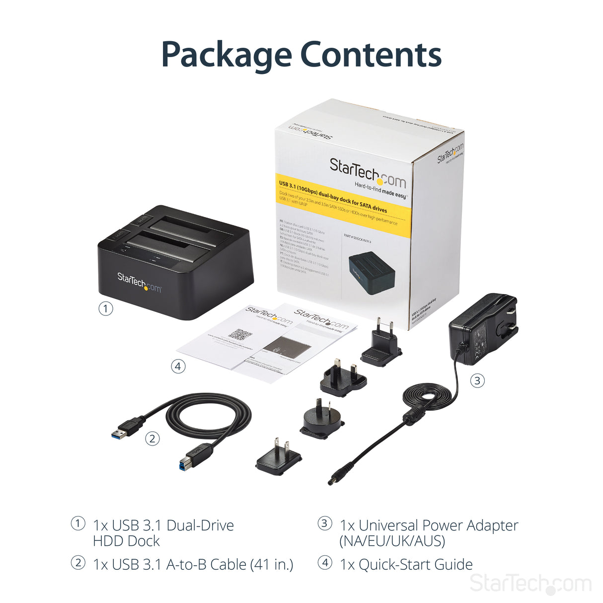 STARTECH Dual-Bay USB 3.1 to SATA Hard Drive Docking Station | USB 3.1 (10 Gbps) | External 2.5|3.5" SATA I|II|III | SSD|HDD Docking Station | Hot-Swap Hard Drive Bay | Top-Loading (SDOCK2U313) (SDOCK2U313)