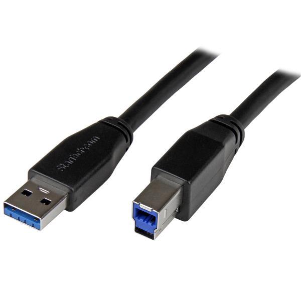 STARTECH 5m 15 ft Active USB 3.0 USB-A to USB-B Cable - M|M - USB A to B Cable - USB 3.1 Gen 1 (5 Gbps) (USB3SAB5M)