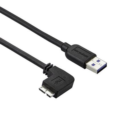 STARTECH 0.5m 20in Slim Micro USB 3.0 Cable M|M - Left-Angle Micro-USB - USB 3.0 A to Micro B - Angled Micro USB - USB 3.1 Gen 1 5Gbps (USB3AU50CMLS)