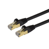 STARTECH 1ft CAT6a Ethernet Cable - 10 Gigabit Shielded Snagless RJ45 100W PoE Patch Cord - 10GbE STP Network Cable w|Strain Relief - Black Fluke Tested|Wiring is UL Certified|TIA (C6ASPAT1BK) (C6ASPAT1BK)