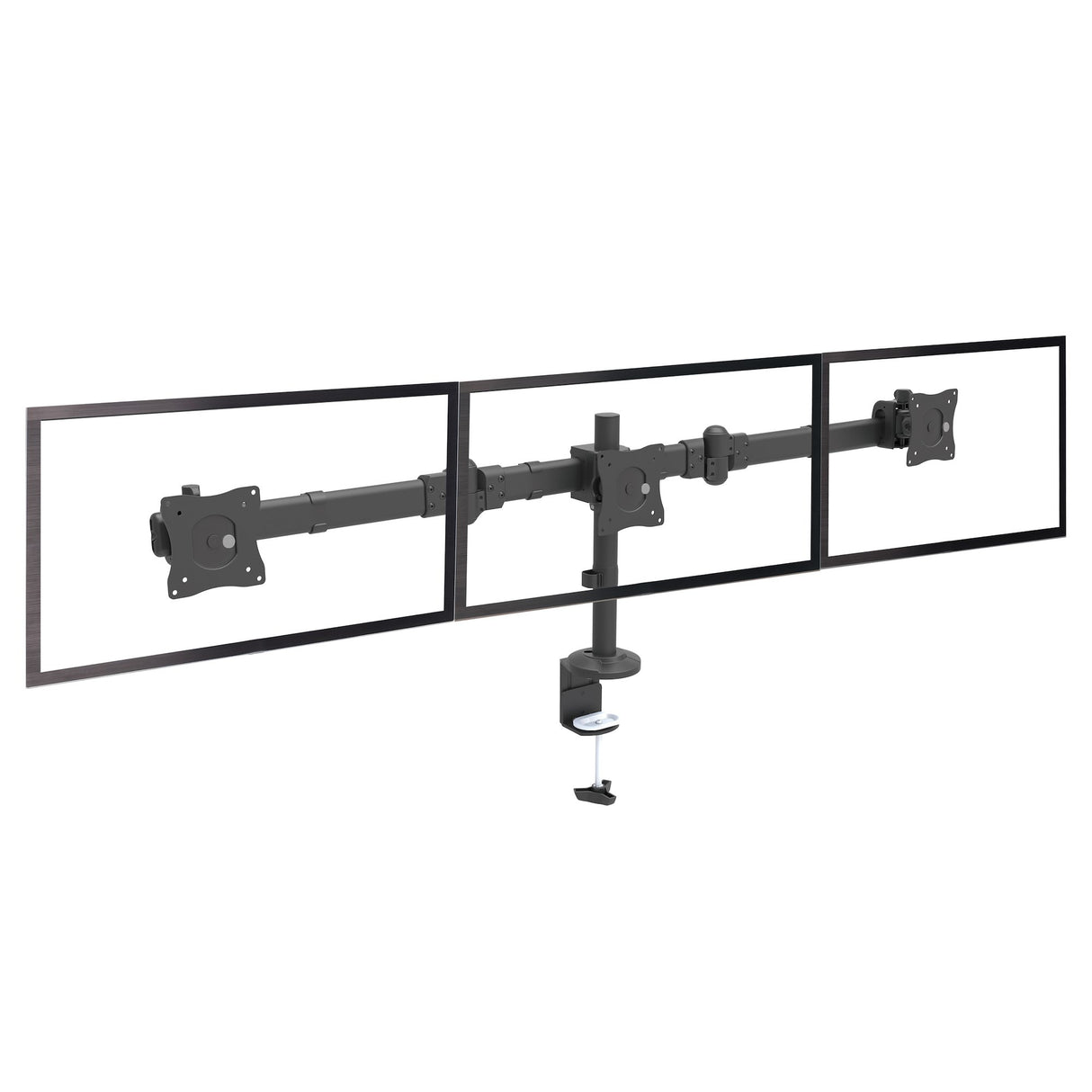 STARTECH Desk Mount Triple Monitor Arm - Ergonomic VESA 3 Monitor Mount up to 27" - Articulating & Height Adjustable Pole Mount - Tilt|Swivel|Rotate LCD|LED Screen - Desk Clamp|Grommet (ARMTRIO) (ARMTRIO)