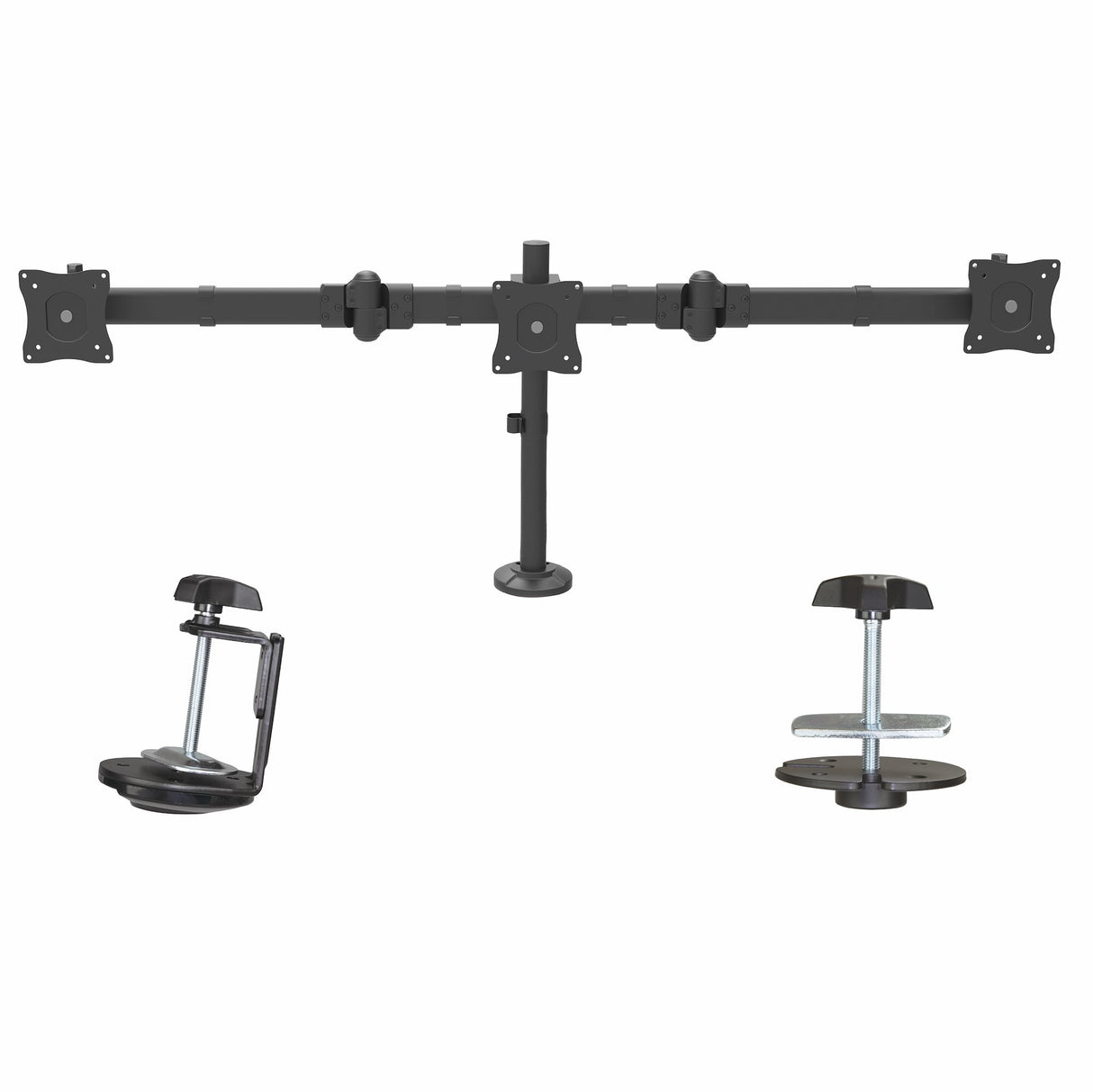 STARTECH Desk Mount Triple Monitor Arm - Ergonomic VESA 3 Monitor Mount up to 27" - Articulating & Height Adjustable Pole Mount - Tilt|Swivel|Rotate LCD|LED Screen - Desk Clamp|Grommet (ARMTRIO) (ARMTRIO)