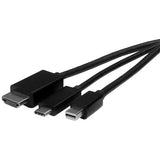 STARTECH USB-C HDMI Cable Adapter - 6 ft | 2m - 4K - Thunderbolt Compatible - HDMI | USB C | Mini DisplayPort to HDMI Cable (CMDPHD2HD)