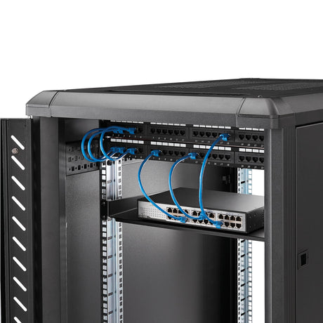 STARTECH 1U Fixed Server Rack Mount Shelf - 10in Deep Steel Universal Cantilever Tray for 19" AV| Network Equipment Rack - Heavy Duty Steel - Weight Capacity 44lbs|20kg | Black (CABSHELF1U10) (CABSHELF1U10)
