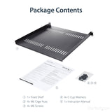 STARTECH 1U Server Rack Shelf - Universal Vented Rack Mount Cantilever Tray for 19" Network Equipment Rack & Cabinet - Heavy Duty Steel - Weight Capacity 44lb|20kg - 16" Deep Shelf (CABSHELF116V) (CABSHELF116V)