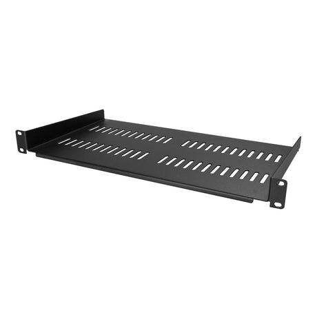 STARTECH 1U Server Rack Shelf - Universal Vented Rack Mount Cantilever Tray for 19" Network Equipment Rack & Cabinet - Heavy Duty Steel - Weight Capacity 50lb|23kg - 10" Deep | Black (CABSHELFV1U) (CABSHELFV1U)