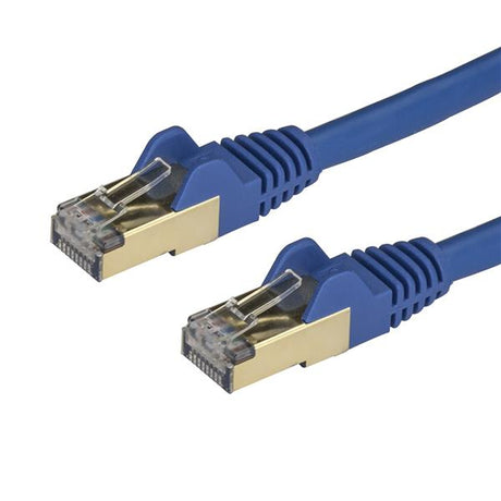 STARTECH 0.50m CAT6a Ethernet Cable - 10 Gigabit Shielded Snagless RJ45 100W PoE Patch Cord - 10GbE STP Network Cable w|Strain Relief - Blue Fluke Tested|Wiring is UL Certified|TIA (6ASPAT50CMBL) (6ASPAT50CMBL)