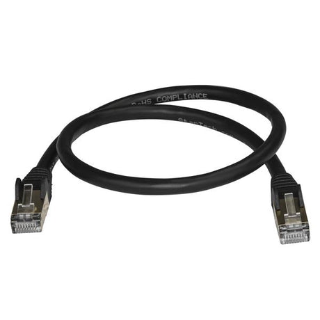 STARTECH 0.50m CAT6a Ethernet Cable - 10 Gigabit Shielded Snagless RJ45 100W PoE Patch Cord - 10GbE STP Network Cable w|Strain Relief - Black Fluke Tested|Wiring is UL Certified|TIA (6ASPAT50CMBK) (6ASPAT50CMBK)