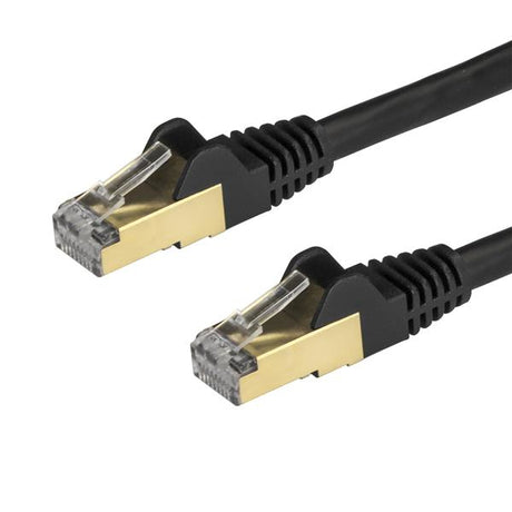 STARTECH 0.50m CAT6a Ethernet Cable - 10 Gigabit Shielded Snagless RJ45 100W PoE Patch Cord - 10GbE STP Network Cable w|Strain Relief - Black Fluke Tested|Wiring is UL Certified|TIA (6ASPAT50CMBK) (6ASPAT50CMBK)