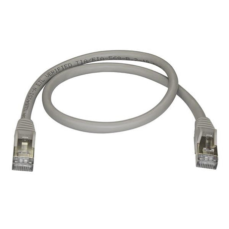 STARTECH 0.50m CAT6a Ethernet Cable - 10 Gigabit Shielded Snagless RJ45 100W PoE Patch Cord - 10GbE STP Network Cable w|Strain Relief - Grey Fluke Tested|Wiring is UL Certified|TIA (6ASPAT50CMGR) (6ASPAT50CMGR)