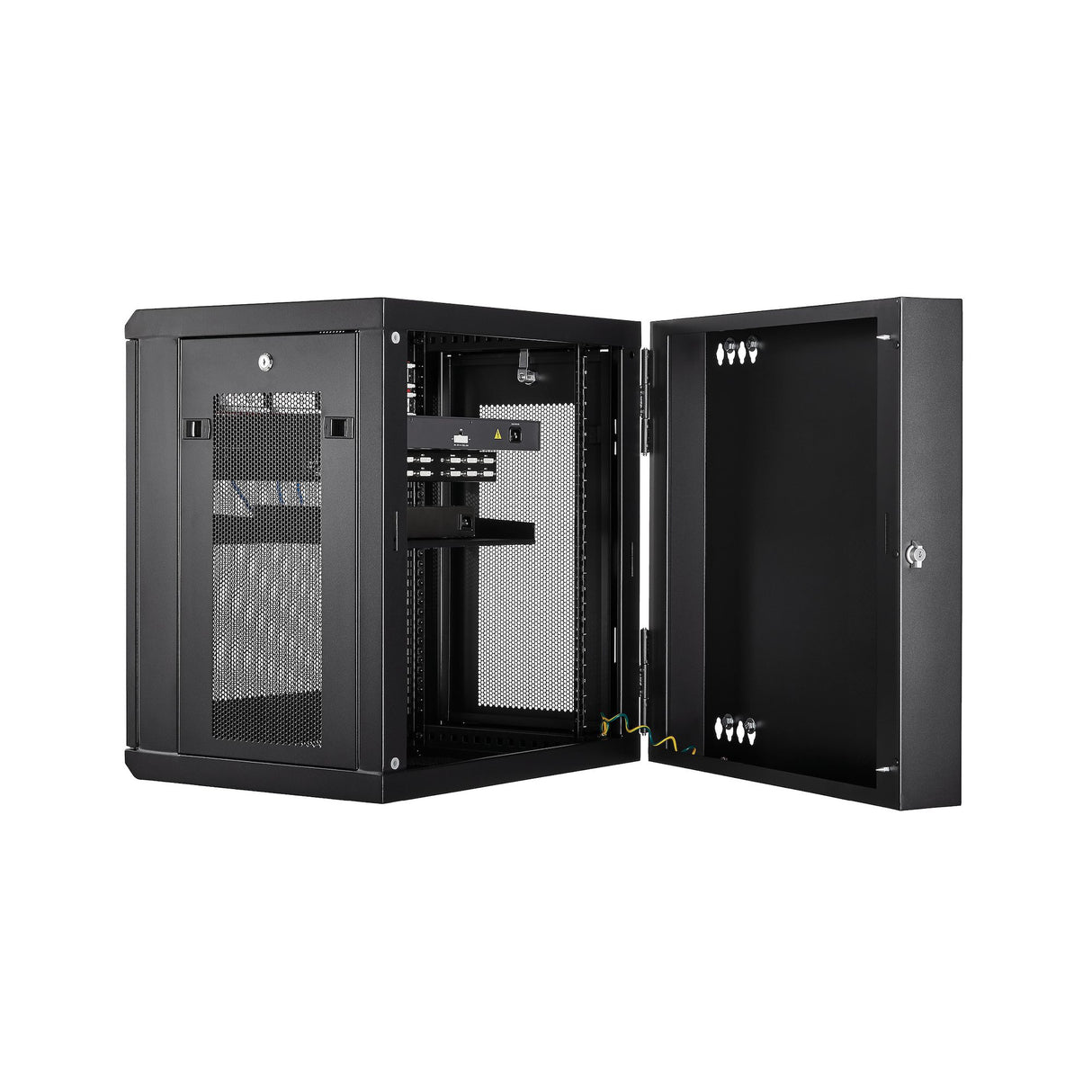 STARTECH 4-Post 12U Wall Mount Network Cabinet w| 1U Shelf | 19" Wall-Mounted Server Rack for IT | Data Computer Equipment (RK12WALHM)