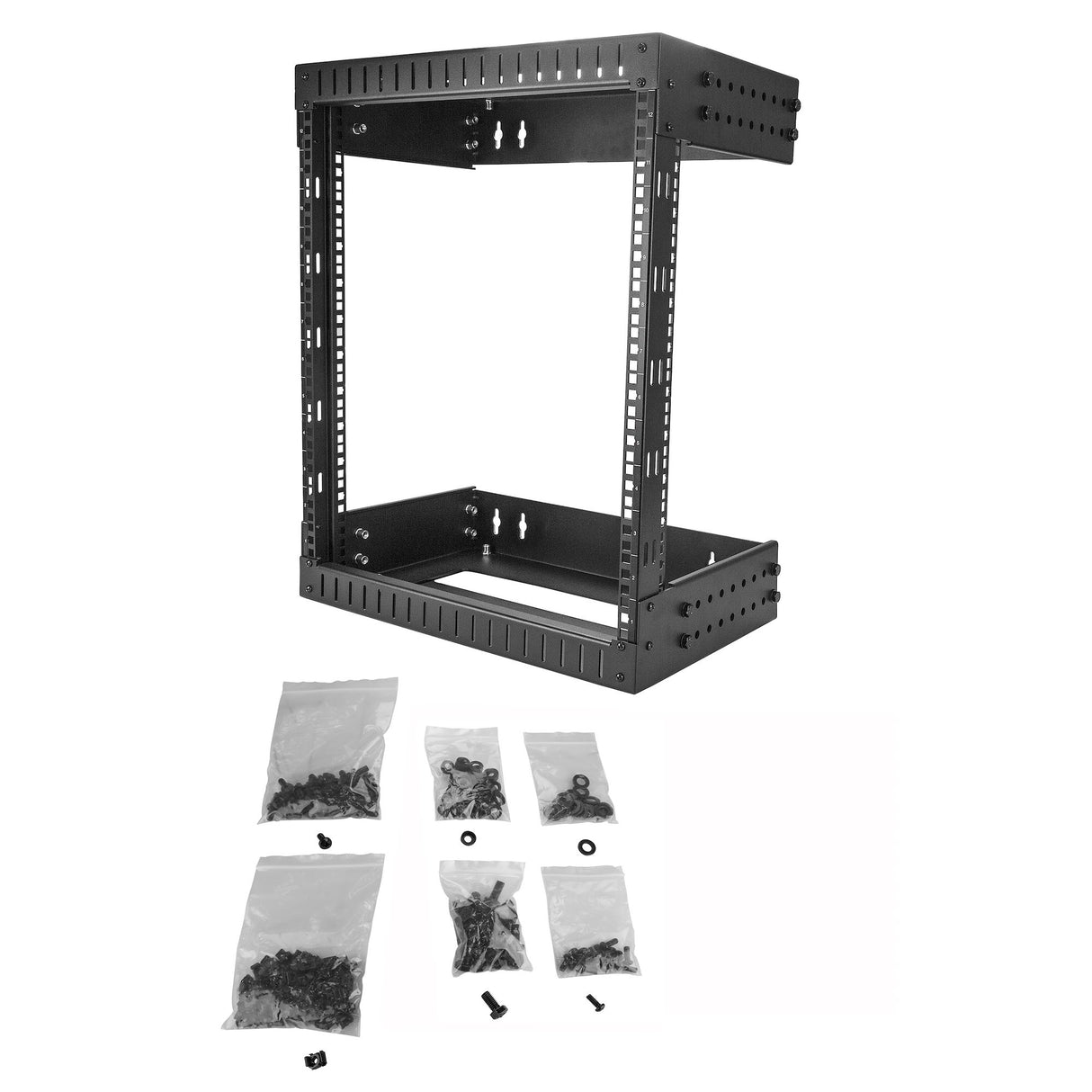 STARTECH 12U 19" Wall Mount Network Rack - Adjustable Depth 12-20" 2 Post Open Frame Server Room Rack for AV|Data| IT Communication|Computer Equipment|Switch w|Cage Nuts & Screws (RK12WALLOA) (RK12WALLOA)