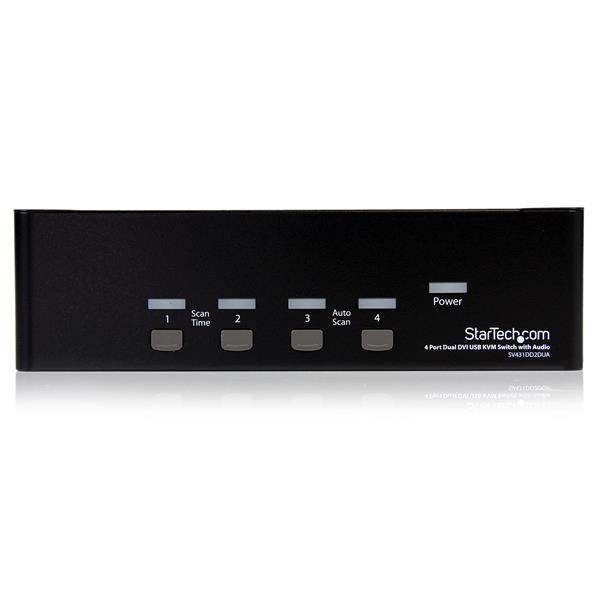 STARTECH 4 Port Dual DVI USB KVM Switch with Audio & USB 2.0 Hub (SV431DD2DUA)