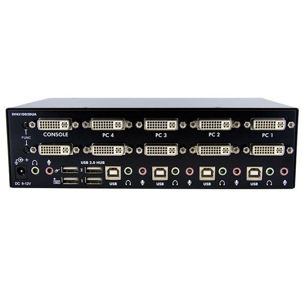 STARTECH 4 Port Dual DVI USB KVM Switch with Audio & USB 2.0 Hub (SV431DD2DUA)