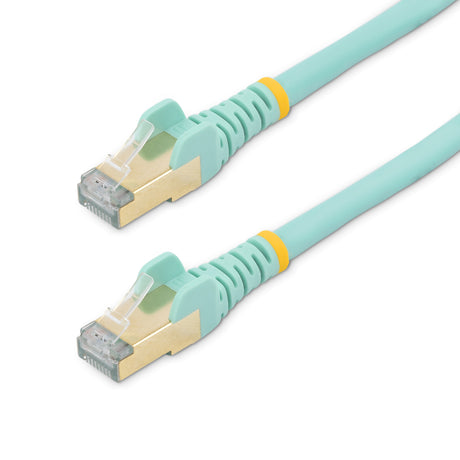 STARTECH 0.50m CAT6a Ethernet Cable - 10 Gigabit Shielded Snagless RJ45 100W PoE Patch Cord - 10GbE STP Network Cable w|Strain Relief - Aqua Fluke Tested|Wiring is UL Certified|TIA (6ASPAT50CMAQ) (6ASPAT50CMAQ)