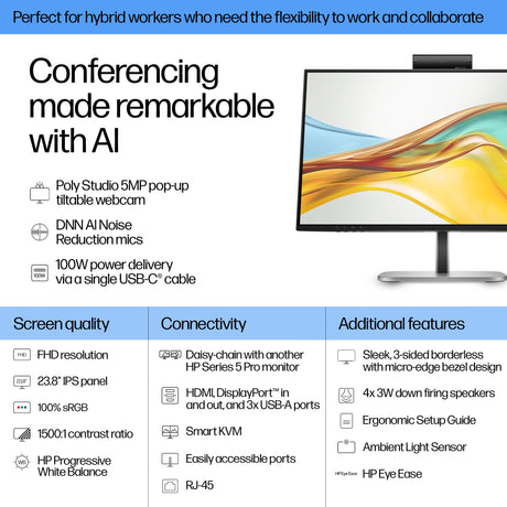 HP Series 5 Pro FHD Conferencing - 524pm Monitor (23.8")