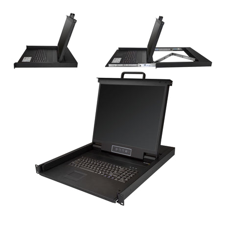STARTECH Rackmount KVM Console - Single Port VGA KVM with 19" LCD Monitor for Server Rack - Fully Featured Universal 1U LCD KVM Drawer w|Cables & Hardware - USB Support - 50 |000 MTBF (RKCONS1901) (RKCONS1901)