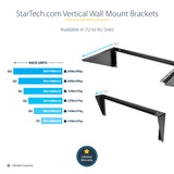 STARTECH 3U 19" Wall Mount Vertical Rack Bracket | Wall Mount Patch Panel Bracket for Data|AV|IT|Computer Equipment | 3U Rack for Cabinet or Server Room | Supports 150lb (68kg) (RK319WALLV) (RK319WALLV)