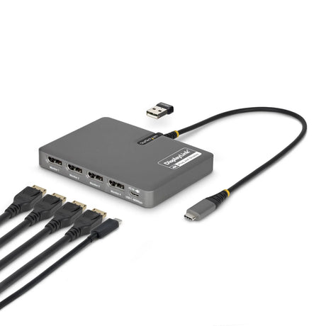 STARTECH QUAD-USB-DP-ADAPT – USB-C / 140W PD / 4x DisplayPort / USB-A – Docking Station