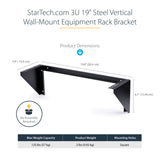 STARTECH 3U 19" Wall Mount Vertical Rack Bracket | Wall Mount Patch Panel Bracket for Data|AV|IT|Computer Equipment | 3U Rack for Cabinet or Server Room | Supports 150lb (68kg) (RK319WALLV) (RK319WALLV)