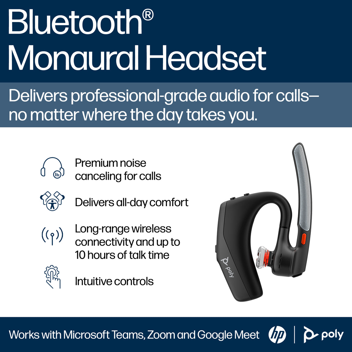 HP POLY VOYAGER LEGEND 30 – Bluetooth / Mono / Office – Ear-hook Headset